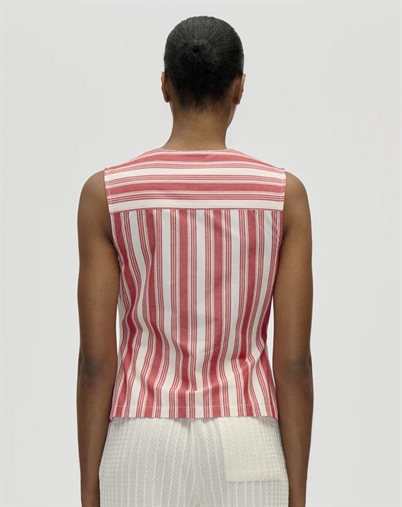 Stine Goya - Striped Tie Front Vest - Scarlet Trot
